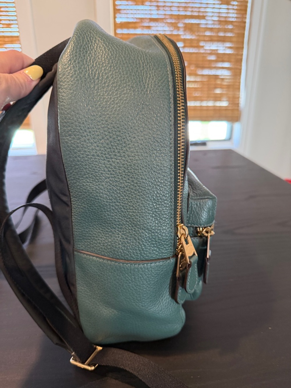 Coach Green Pebbled Leather Mini Backpack with Gold Hardware - Picture 5 of 12